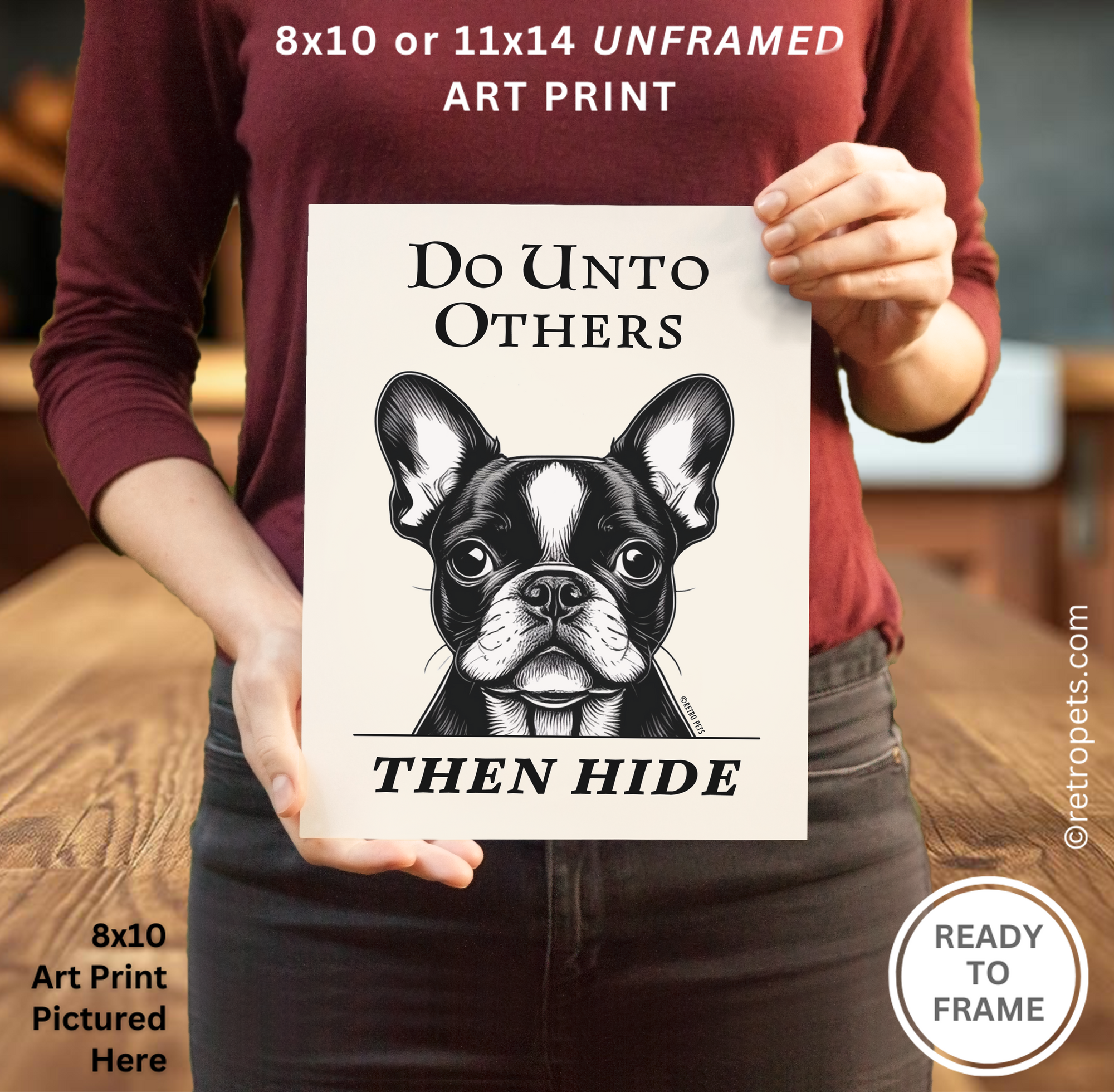 BOSTON TERRIER ART "DO UNTO OTHERS" ART PRINT - FREE SHIPPING!