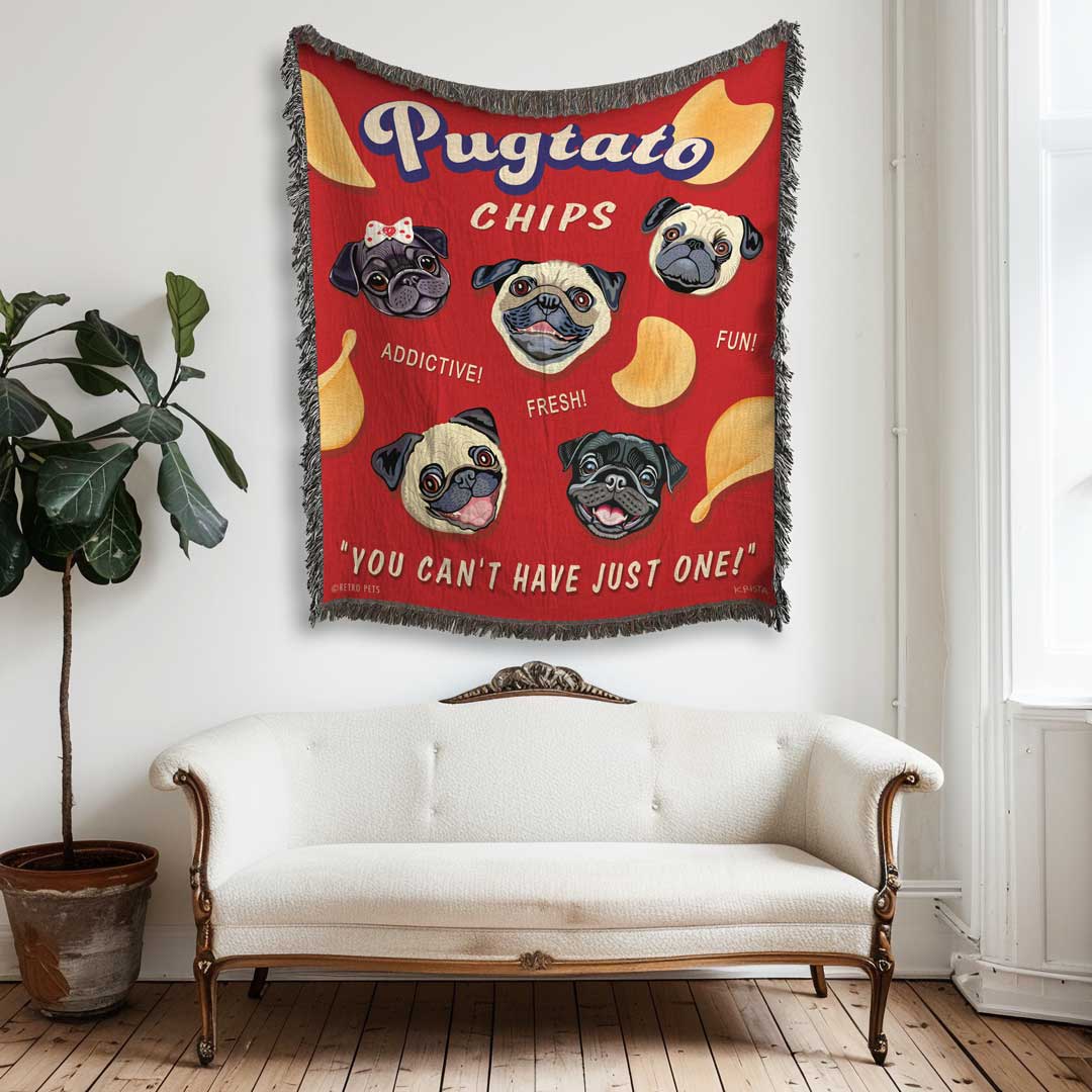 Heirloom Woven "PUGTATO CHIPS" Blanket | FREE SHIPPING!