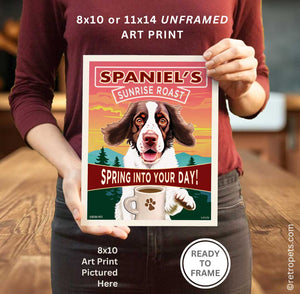 Springer Spaniel "Spaniel's Sunrise Roast, Liver/White - Spring Into Your Day!"