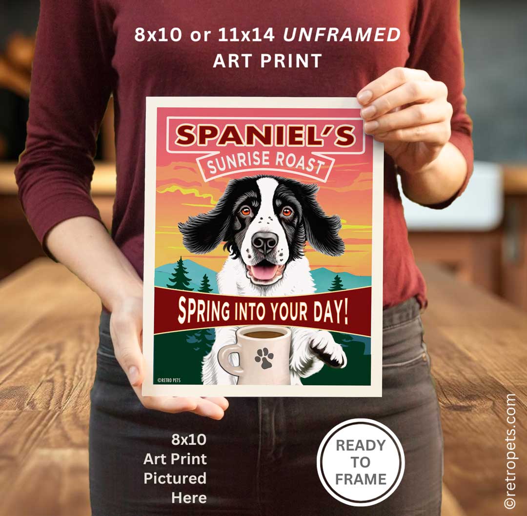 Springer Spaniel "Spaniel's Sunrise Roast, Black/White - Spring Into Your Day!"