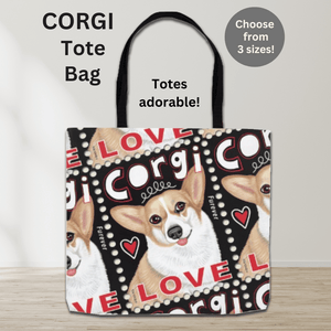 Corgi LOVE Stamp Tote Bag | 3 Sizes | Free Shipping!