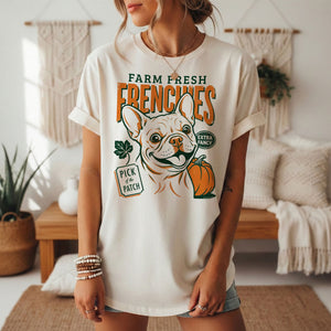 Farm Fresh Frenchies T-Shirt — Vintage French Bulldog Fall Tee