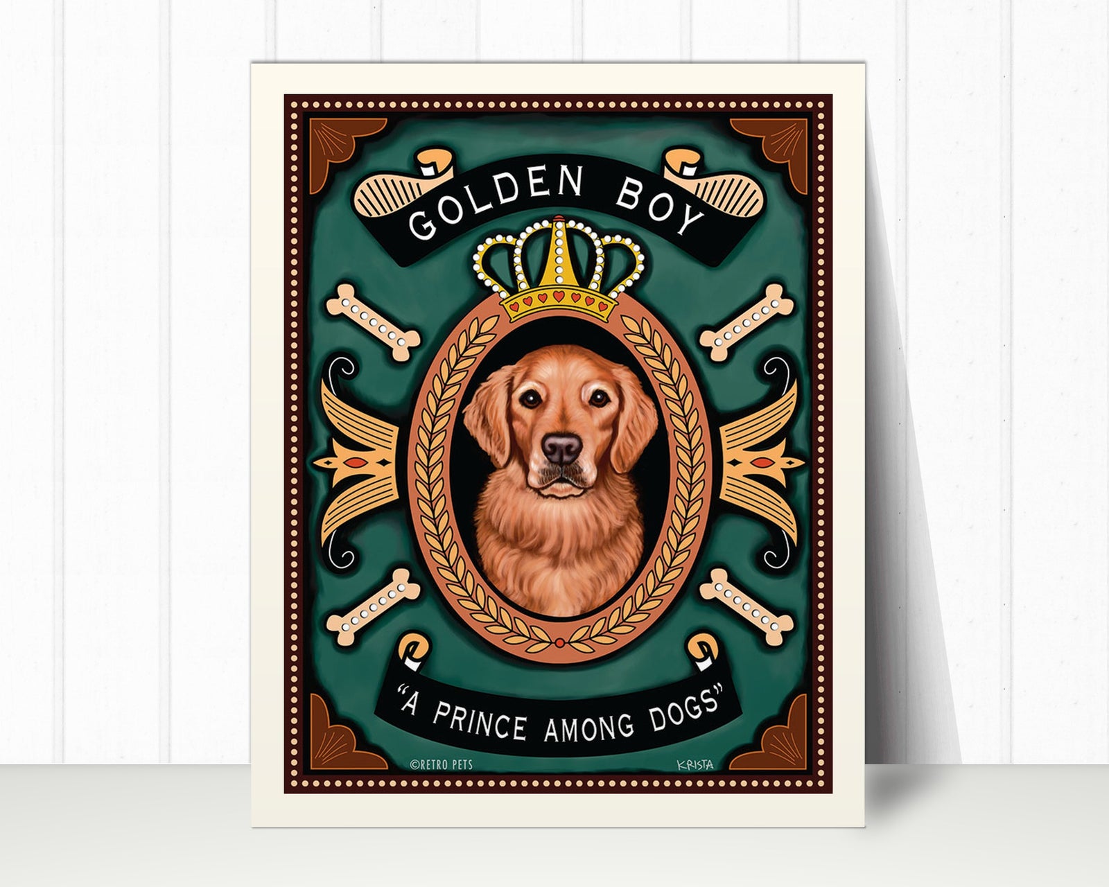 Golden Retriever Art Print "Golden Boy - A Prince Among Dogs" | Golden Retriever Lover Gift