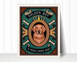 Golden Retriever Art Print "Golden Boy - A Prince Among Dogs" | Golden Retriever Lover Gift