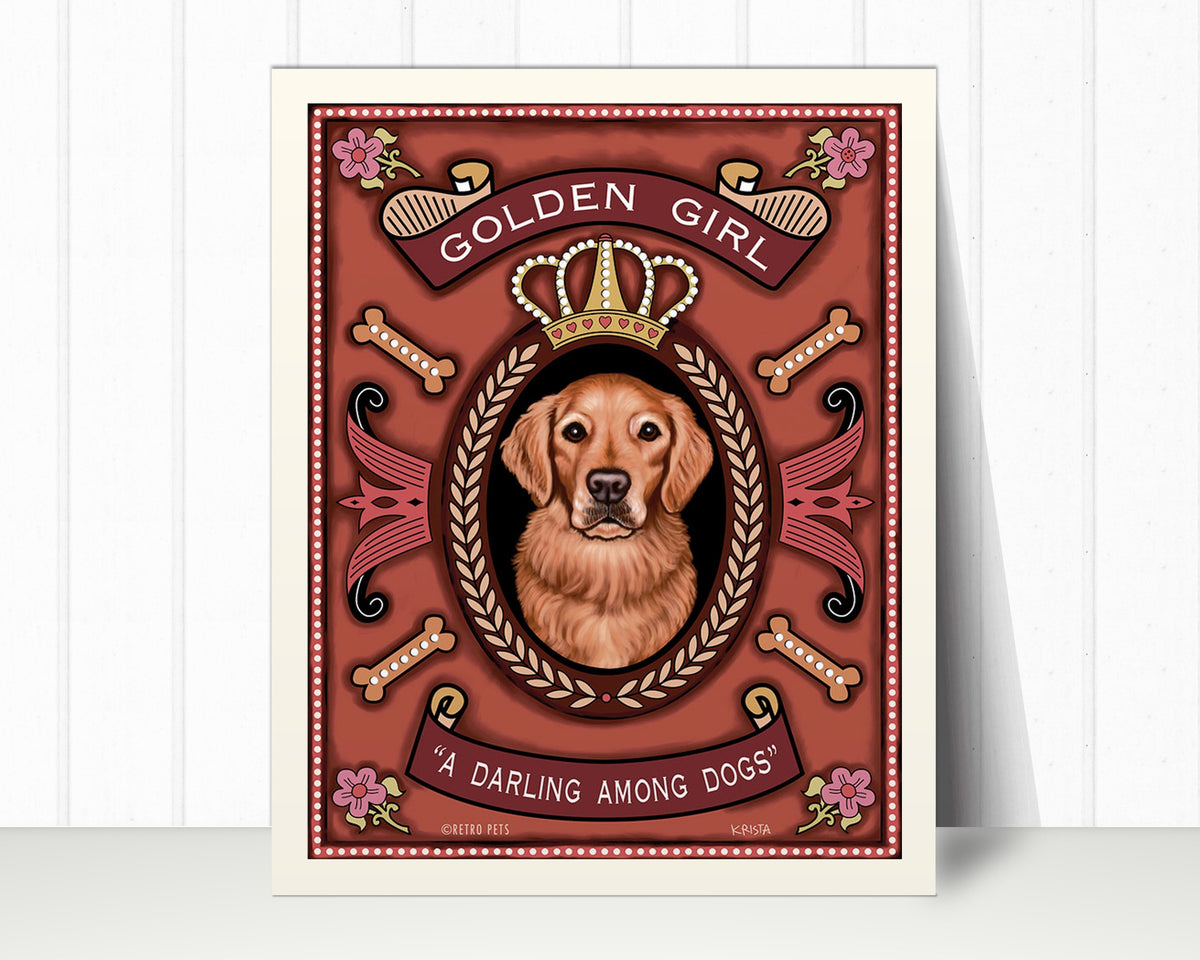 Golden Retriever Art Print "Golden Girl - A Darling Among Dogs" | Golden Retriever Lover Gift