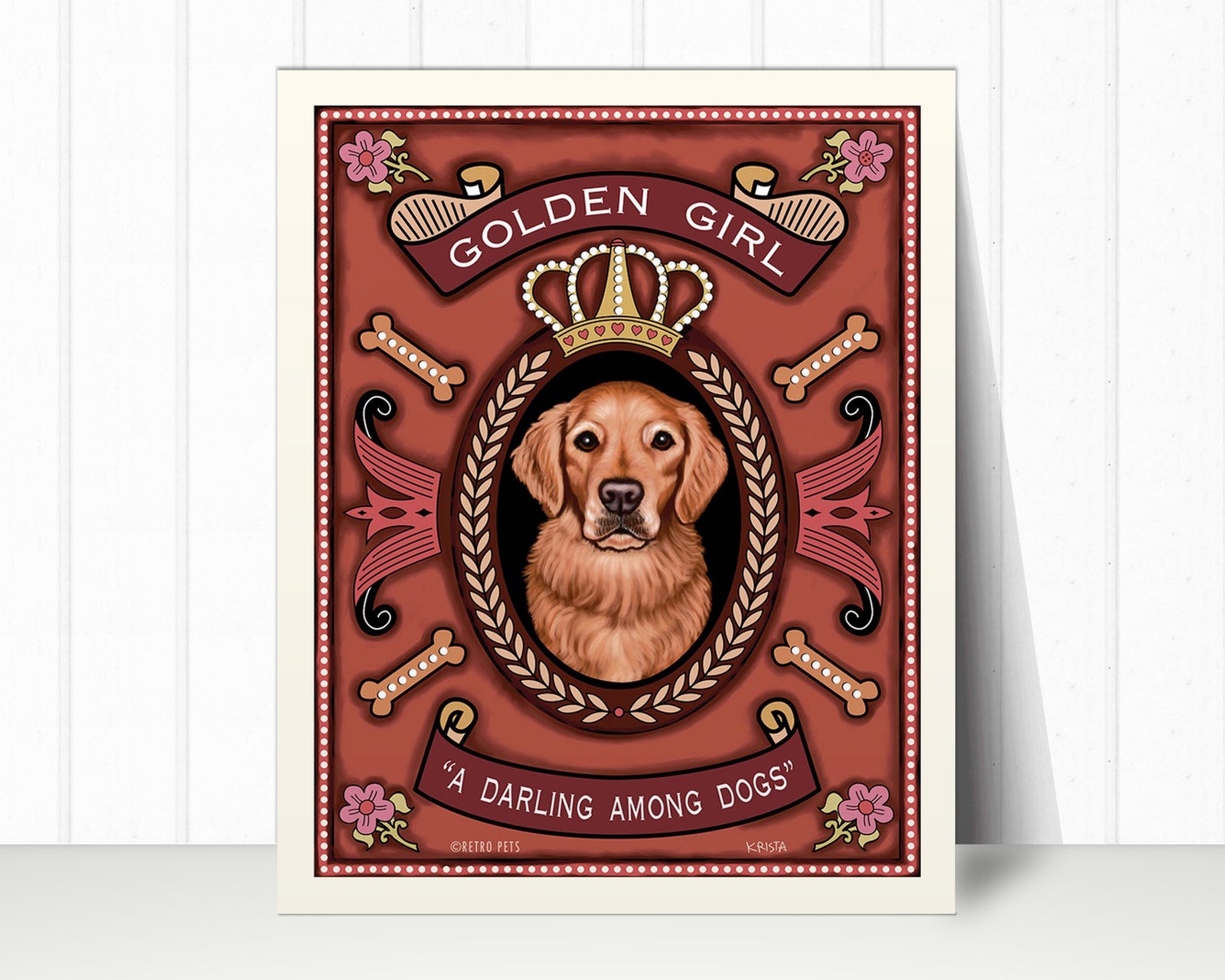 Golden Retriever Art Print "Golden Girl - A Darling Among Dogs" | Golden Retriever Lover Gift