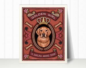 Golden Retriever Art Print "Golden Girl - A Darling Among Dogs" | Golden Retriever Lover Gift