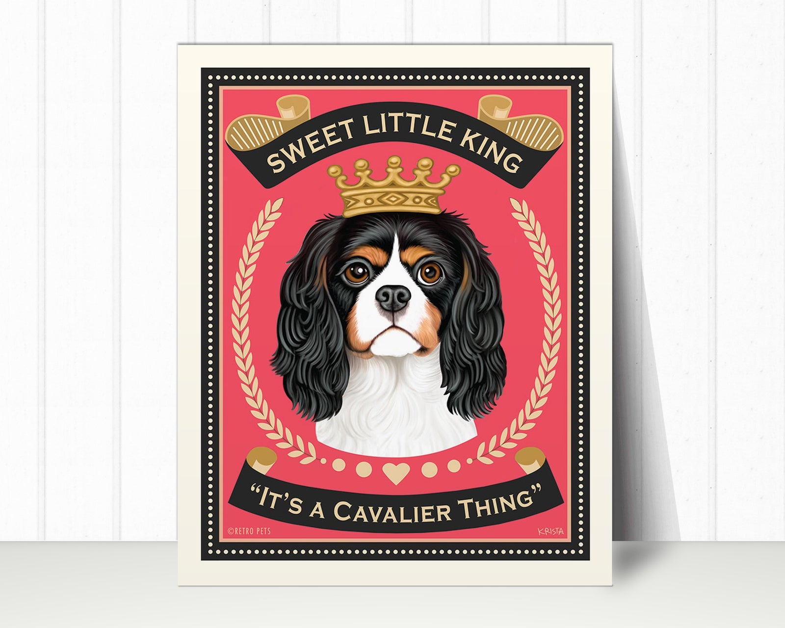 Tricolor Cavalier Art Print "Sweet Little King" | Cavalier Lover Gift