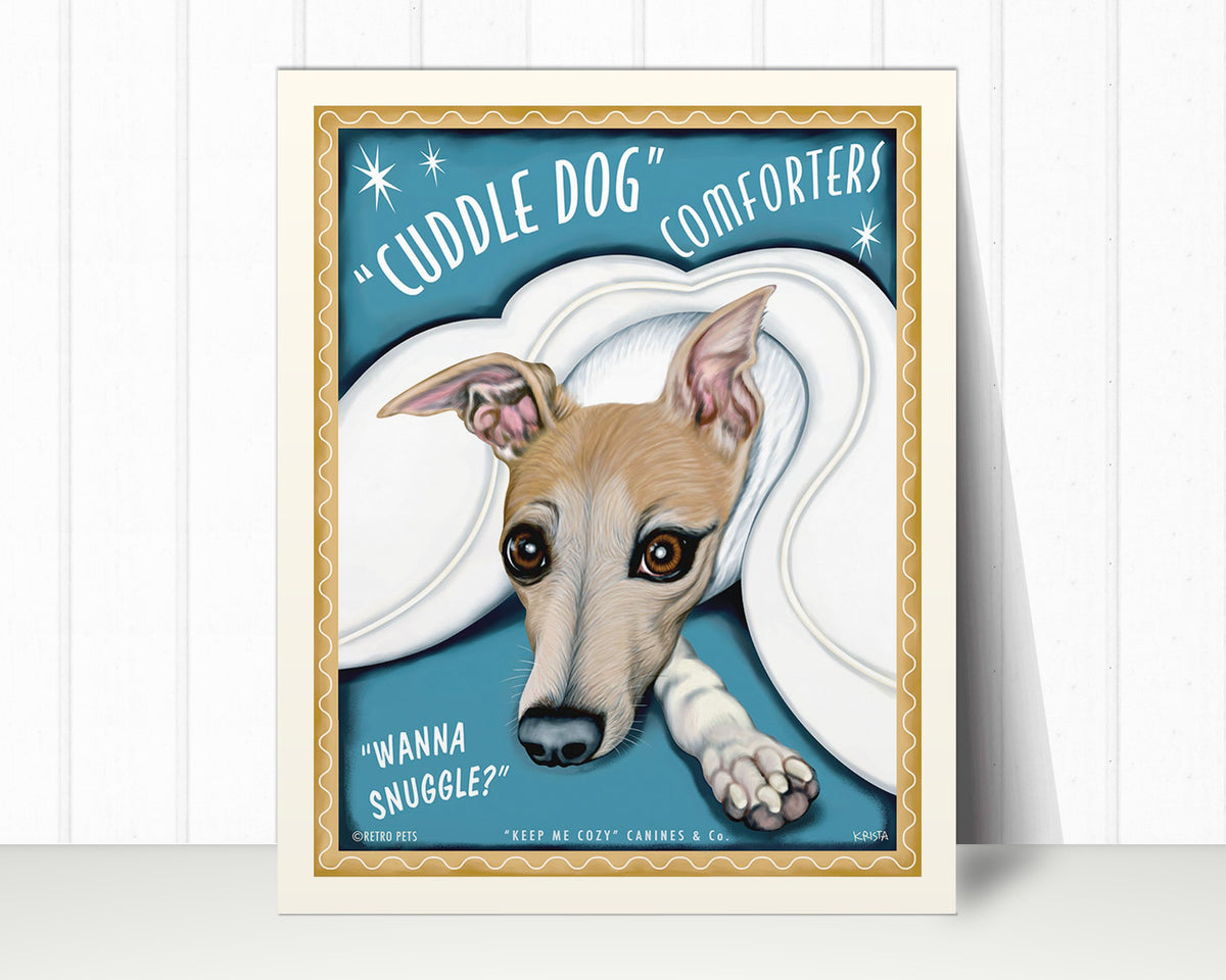 Whippet Art Print "Cuddle Dog Comforters" | Whippet Lover Gift