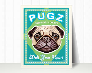 Fawn Pug Art Print "PUGZ Candy" | Pug Lover Gift