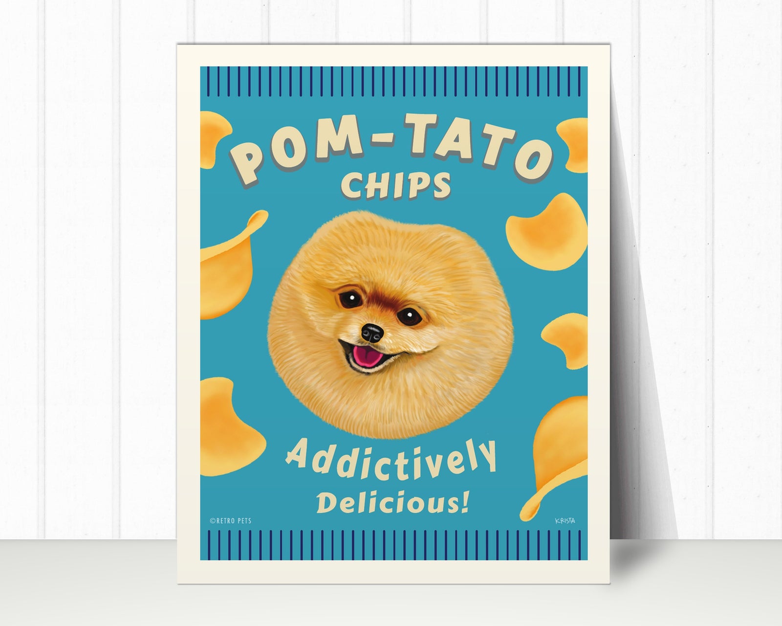 Pomeranian Art Print "Pom-Tato Chips" | Pomeranian Lover Gift