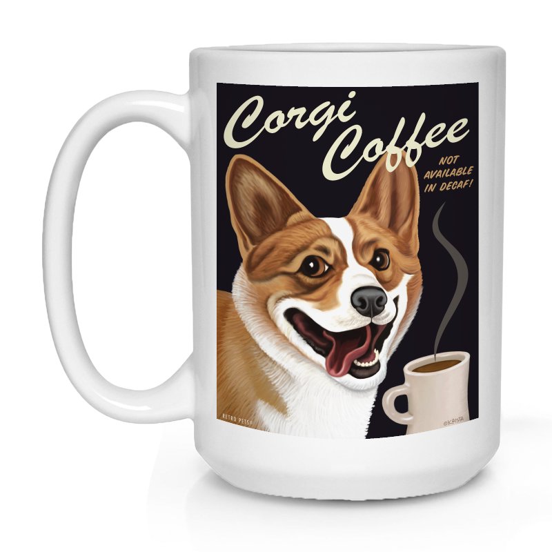 Corgi Art "Corgi Coffee" 15 oz. Coffee Mug
