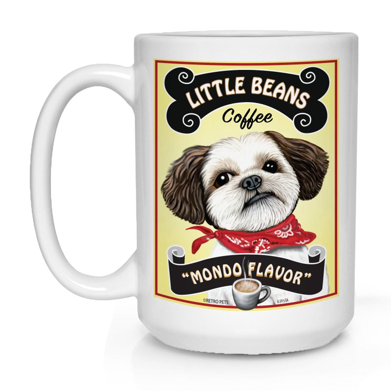 Shih-Tzu Art "Little Beans Coffee" 15 oz. Coffee Mug