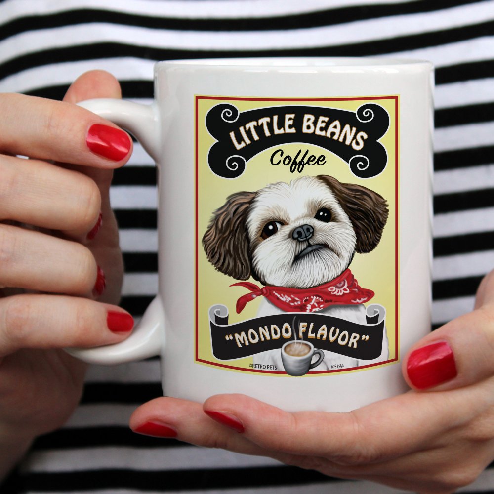 Shih-Tzu Art "Little Beans Coffee" 15 oz. Coffee Mug