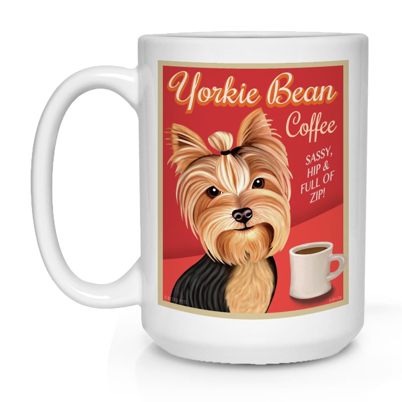 Yorkshire Terrier Art "Yorkie Bean Coffee" 15 oz. Coffee Mug