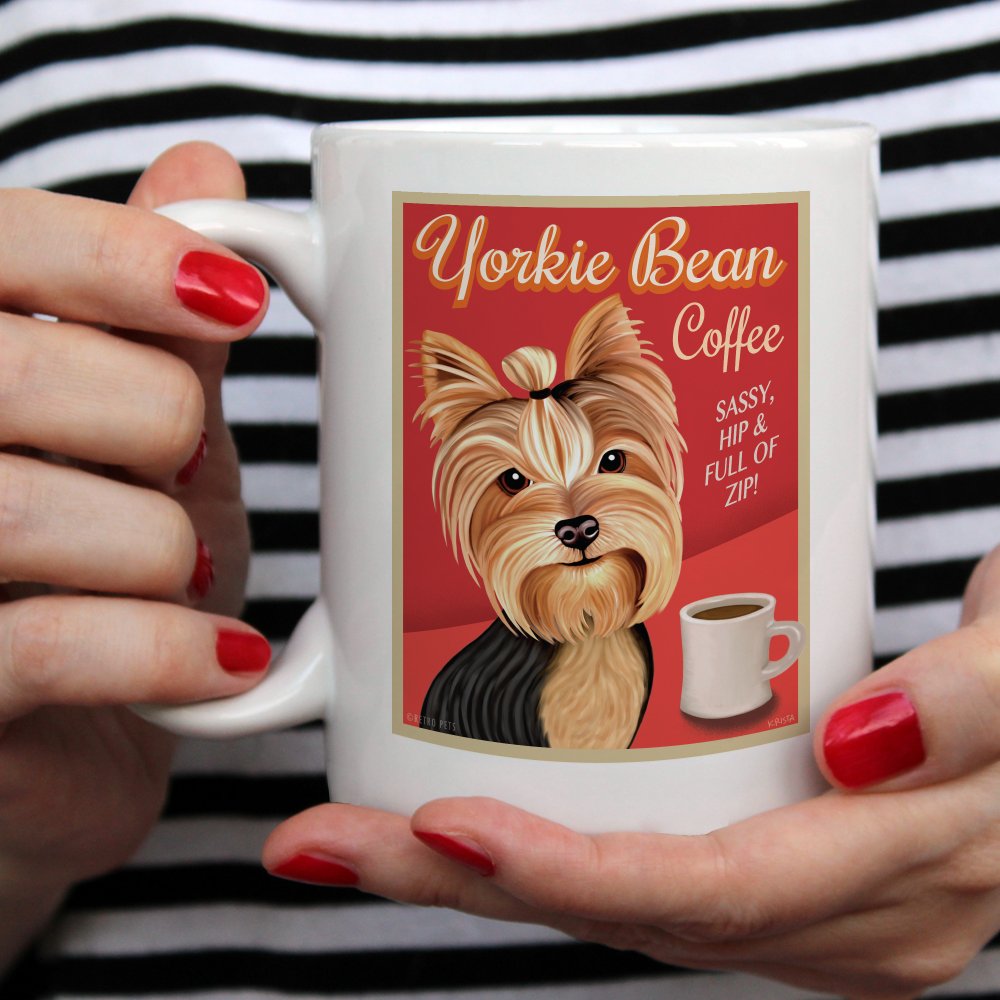 Yorkshire Terrier Art "Yorkie Bean Coffee" 15 oz. Coffee Mug