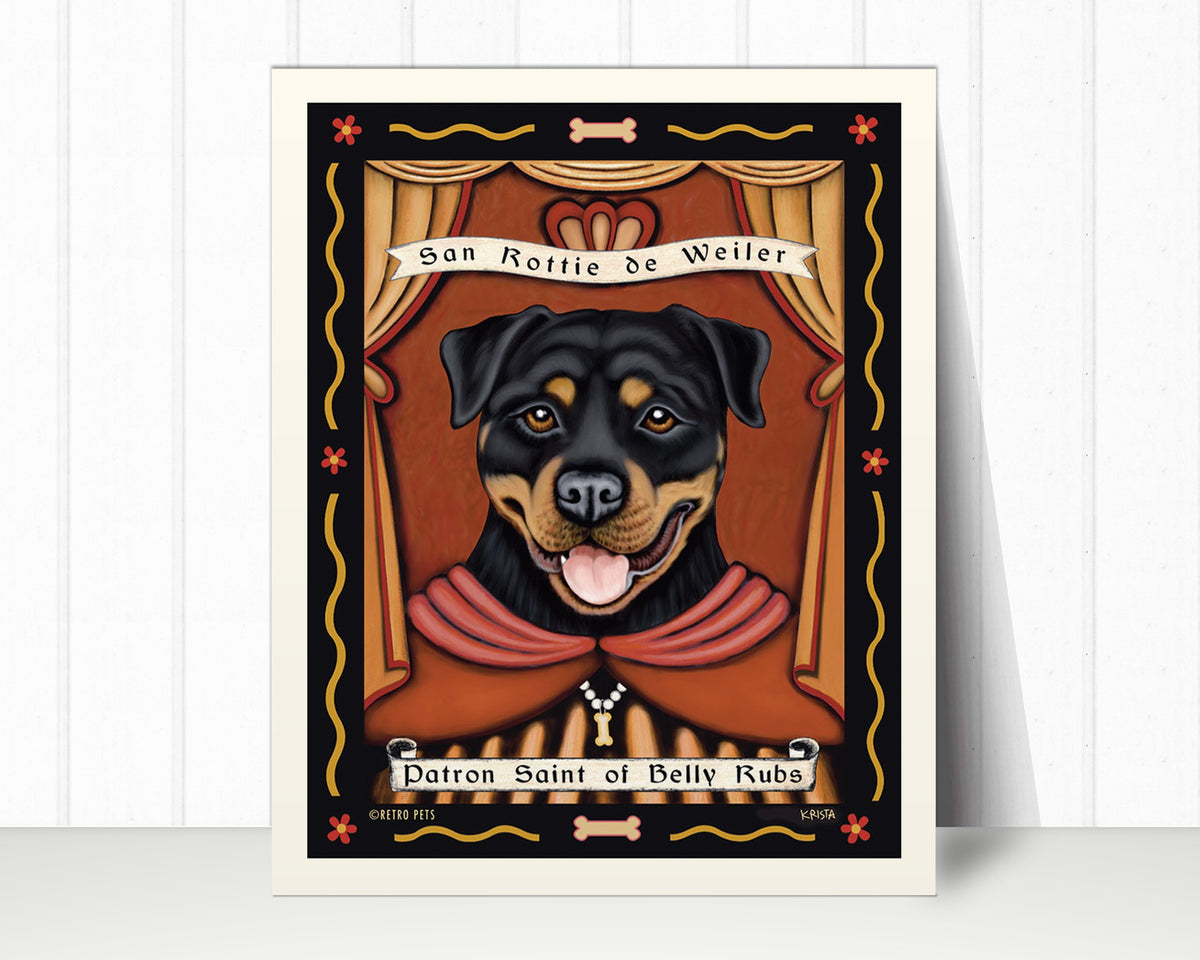 Rottweiler Art Print "Patron Saint of Belly Rubs" | Rottweiler Lover Gift