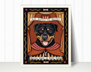 Rottweiler Art Print "Patron Saint of Belly Rubs" | Rottweiler Lover Gift