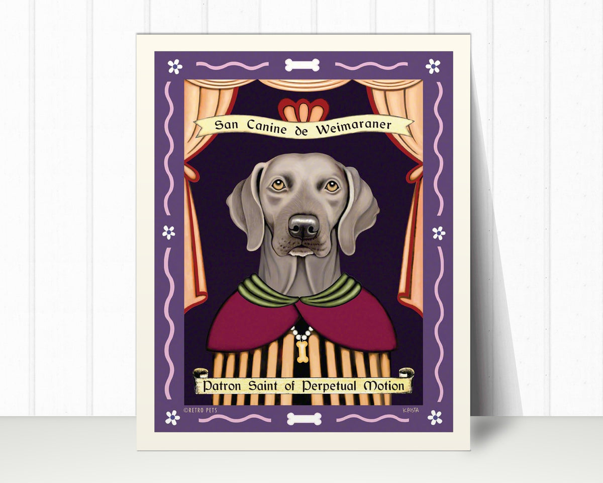 Weimaraner (Amber Eyes) Art Print "Saint of Perpetual Motion" | Weimaraner Lover Gift