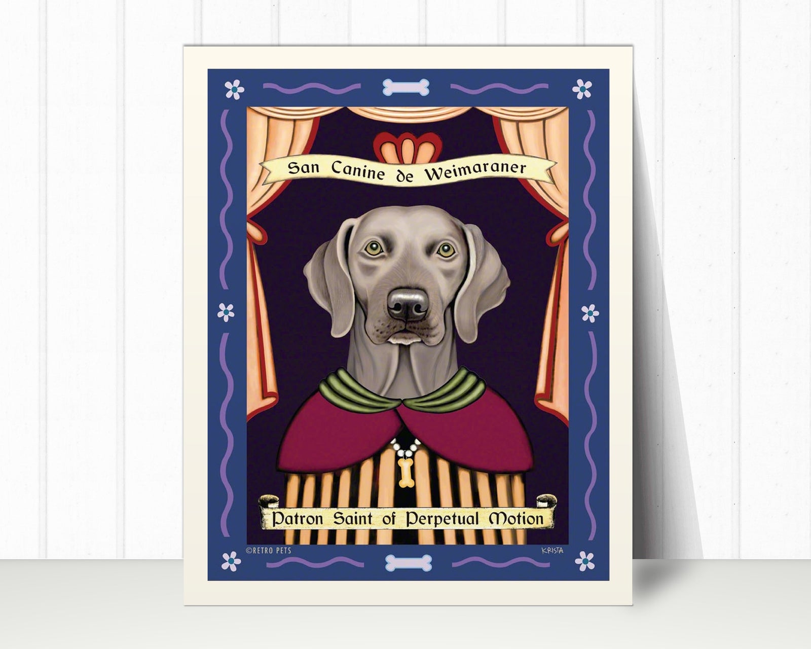 Weimaraner (Green Eyes) Art Print "Saint of Perpetual Motion" | Weimaraner Lover Gift