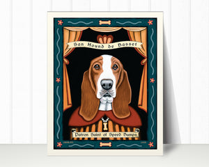 Basset Hound Art Print "Patron Saint of Speed Bumps" | Basset Hound Lover Gift