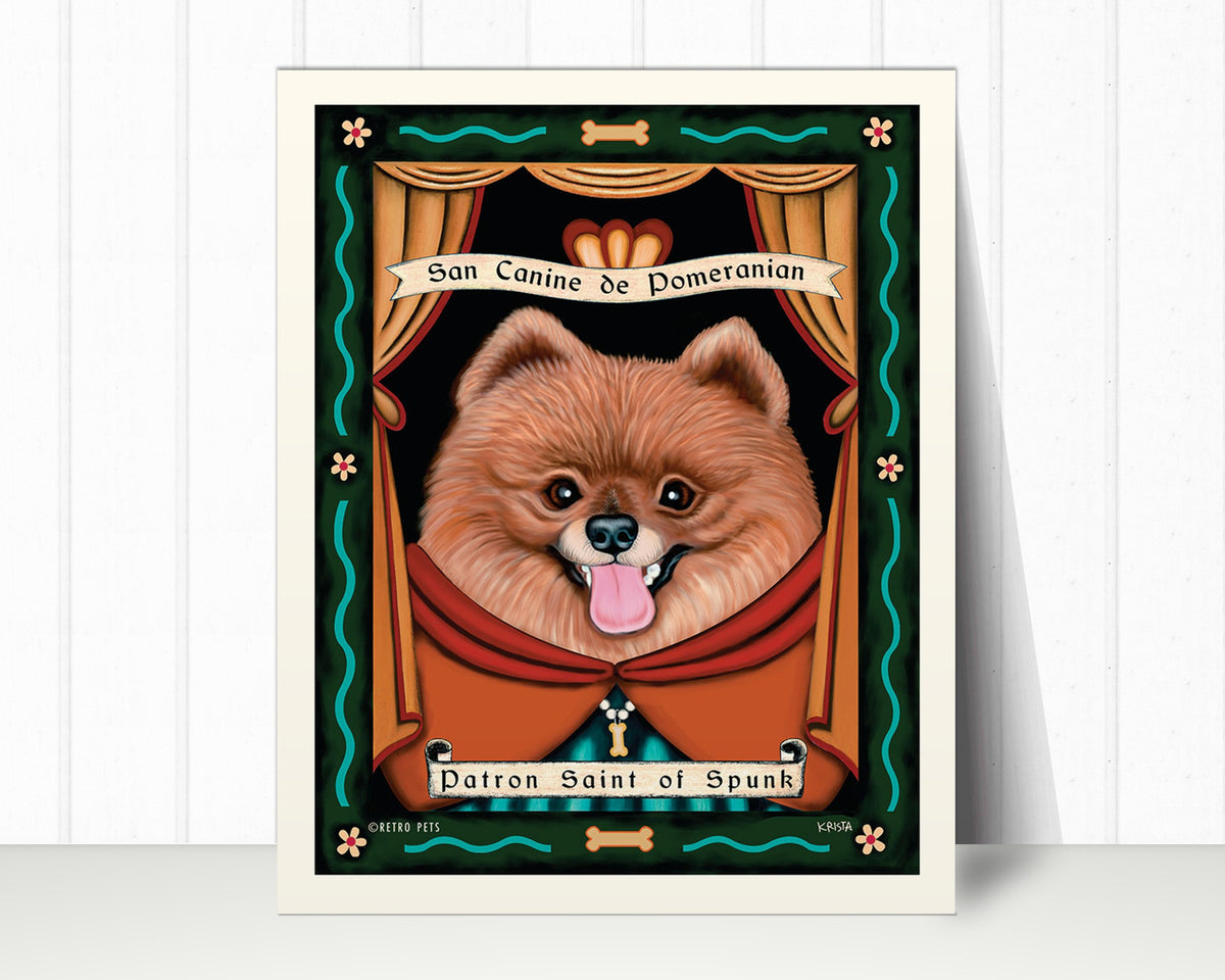 Pomeranian Art Print "Patron Saint of Spunk" | Pomeranian Lover Gift