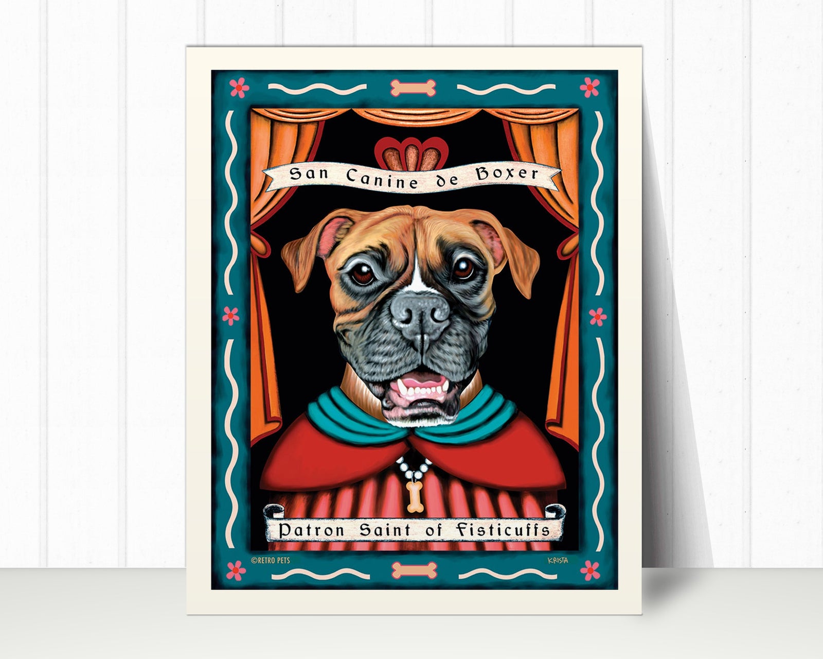 Boxer Art Print "Patron Saint of Fisticuffs" | Boxer Lover Gift