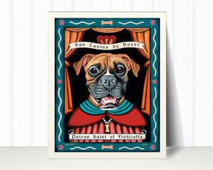 Boxer Art Print "Patron Saint of Fisticuffs" | Boxer Lover Gift