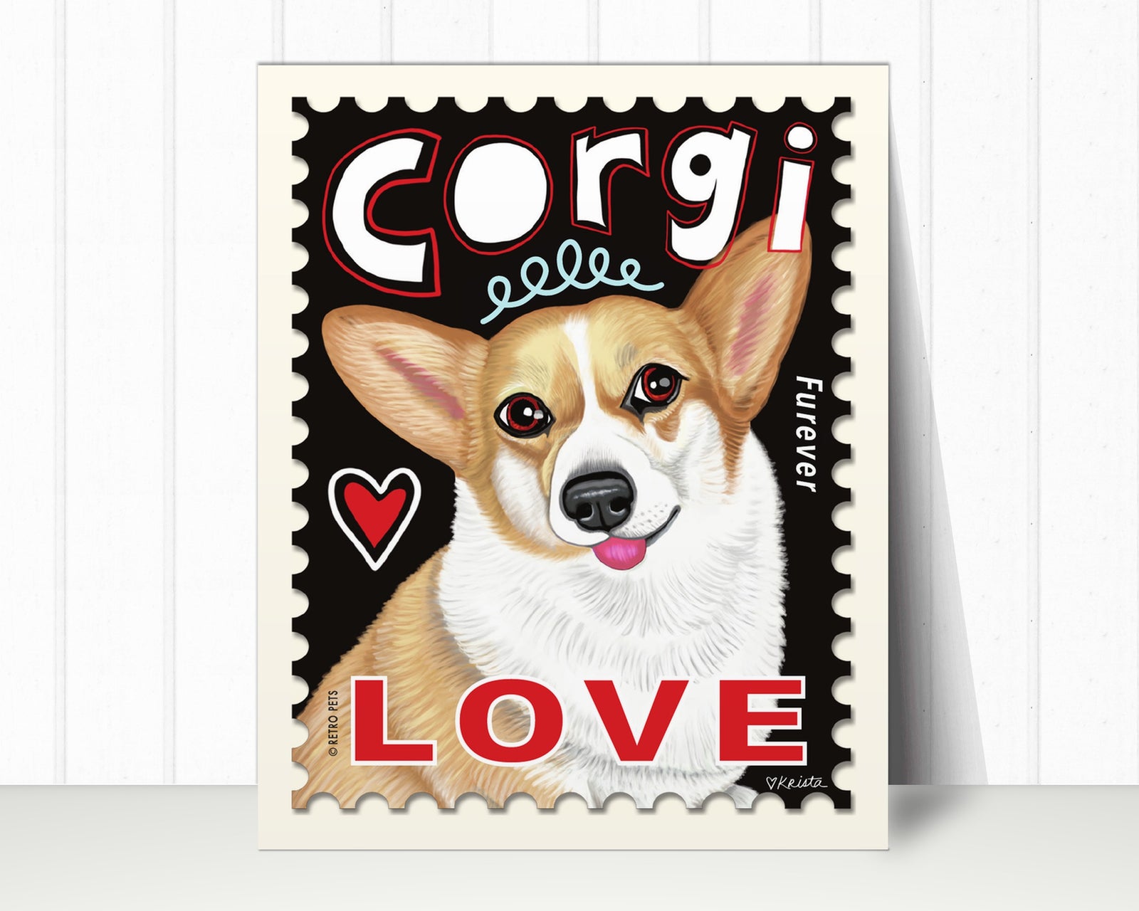 Corgi Art Print "LOVE Furever Stamp" | Corgi Lover Gift