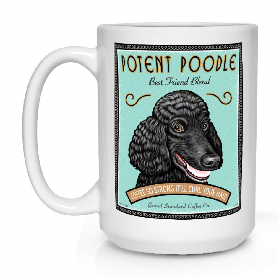 Standard Poodle Art "Potent Poodle" 15 oz. White Coffee Mug