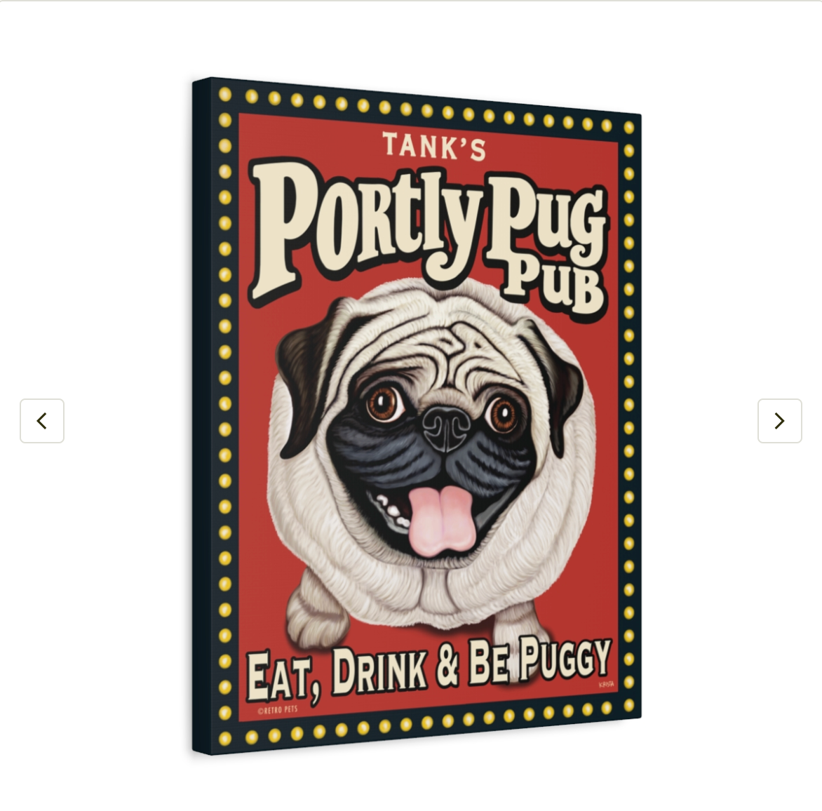 Personalized Portly Pug Pub Canvas