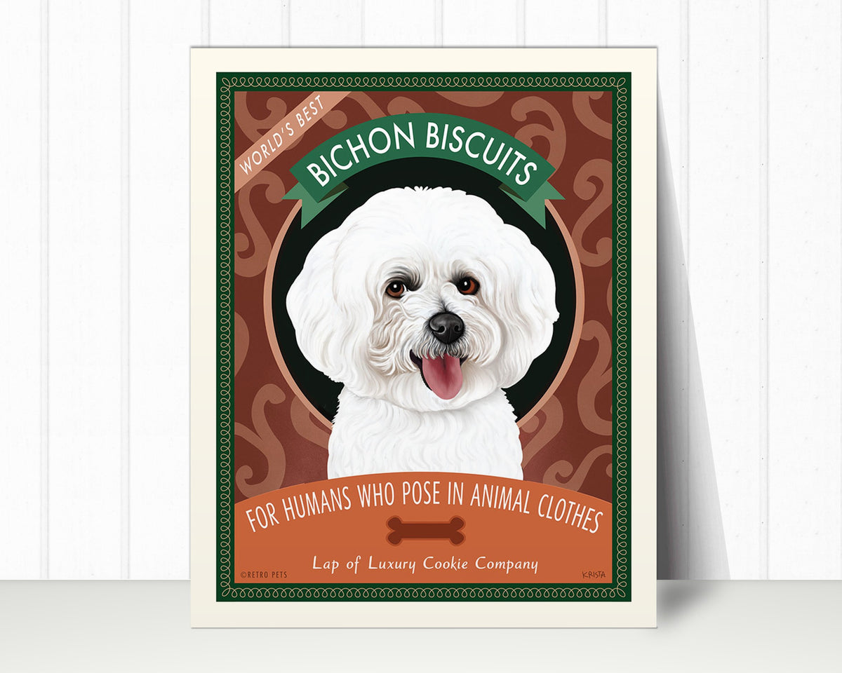 Bichon Frise Art Print "Bichon Biscuits" | Bichon Lover Gift