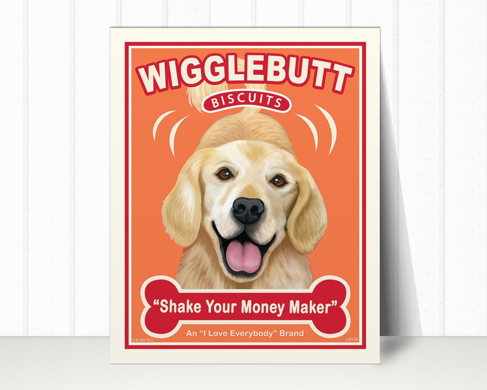 Golden Retriever Art Print "Wigglebutt Golden" | Golden Retriever Lover Gift