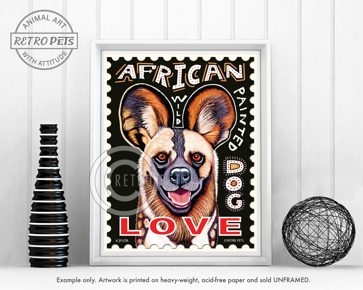 African Wild Painted Dog Art Print by Retro Pets Artist Krista Brooks | Zoo  Love