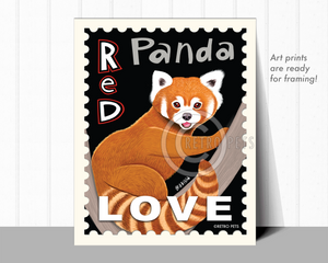 Red Panda Art - 8x10 Faux Postage Stamp Art Print by Krista Brooks