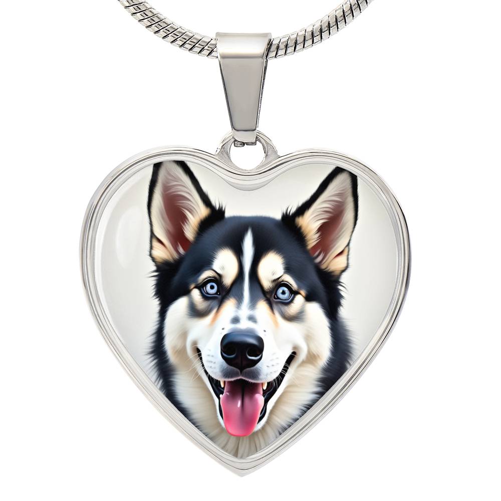 Siberian Husky - Husky Heart Dog Necklace | Blue Eyes | FREE SHIPPING!