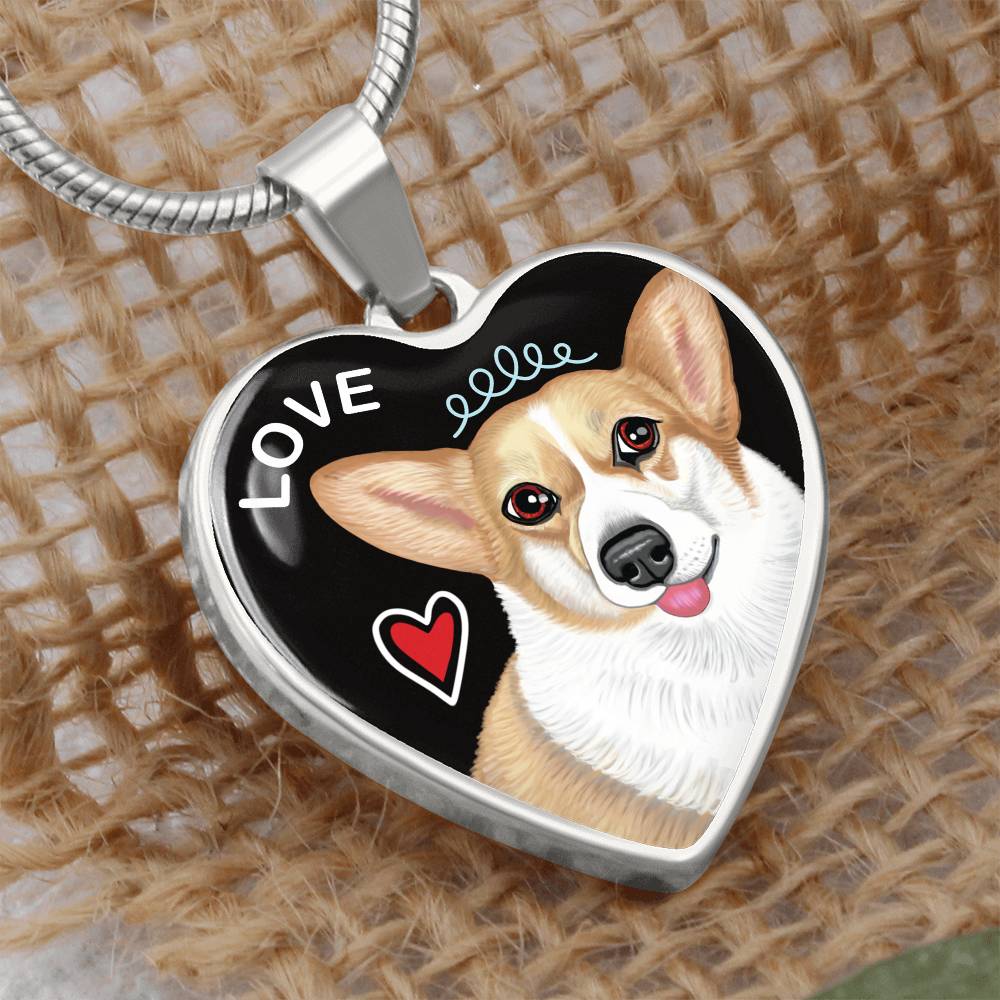 Corgi LOVE | Luxury Heart-Shaped Pendant with Necklace | FREE SHIPPING!