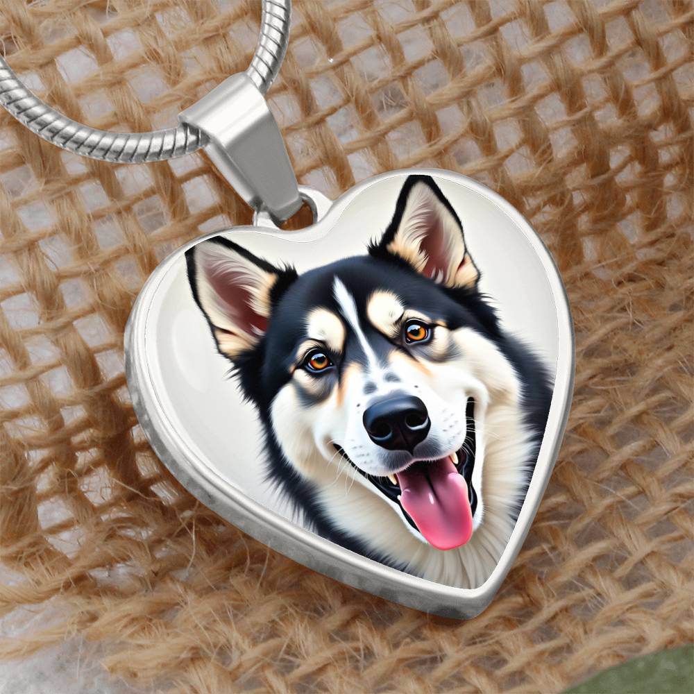 Siberian Husky "Heart Dog Husky" Necklace | Brown Eyes | FREE SHIPPING!