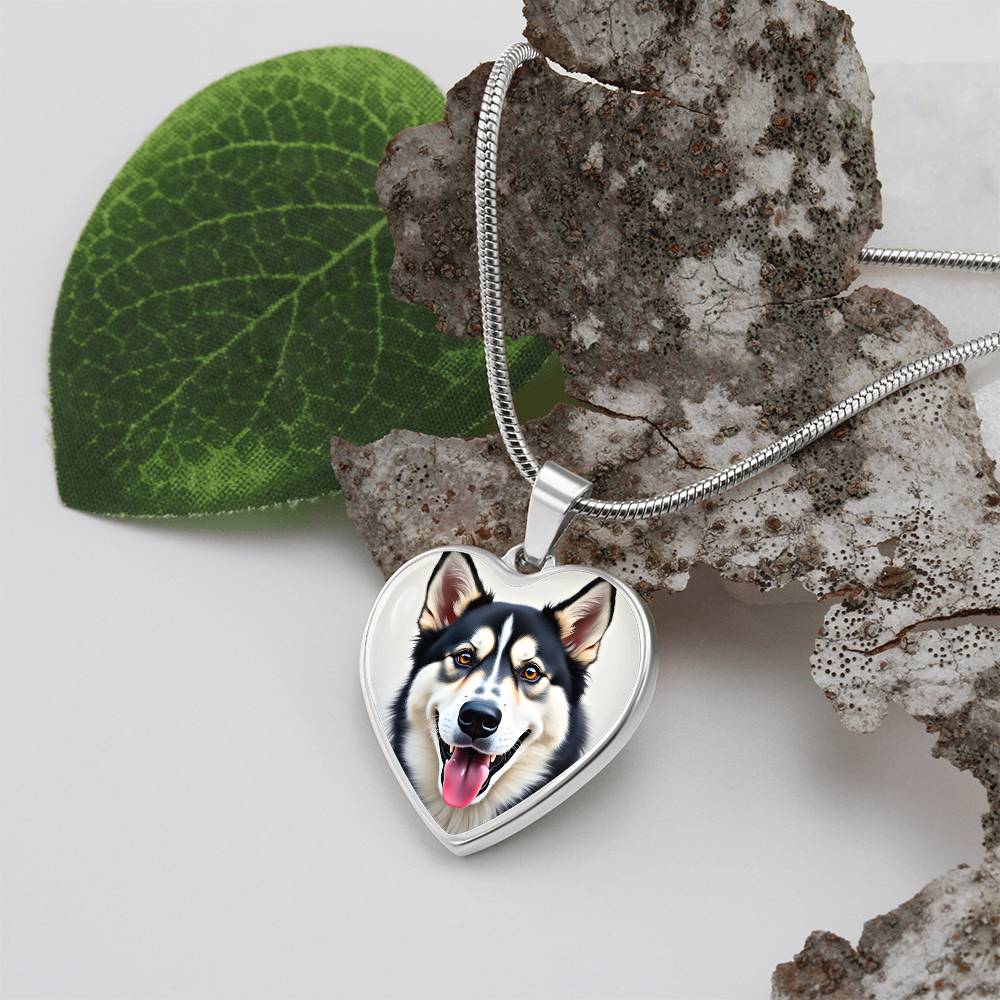 Siberian Husky "Heart Dog Husky" Necklace | Brown Eyes | FREE SHIPPING!