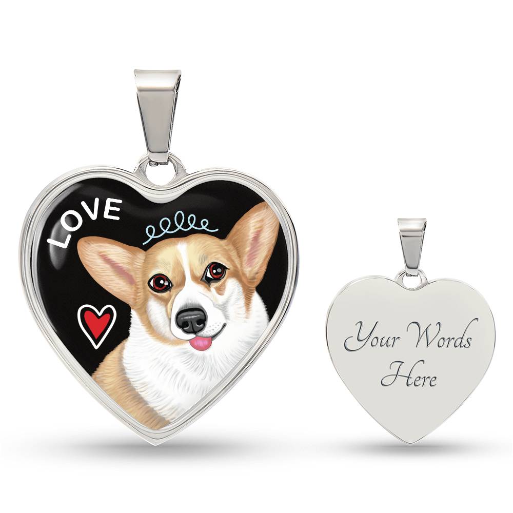 Corgi LOVE | Luxury Heart-Shaped Pendant with Necklace | FREE SHIPPING!