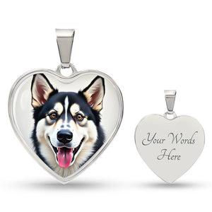 Siberian Husky "Heart Dog Husky" Necklace | Brown Eyes | FREE SHIPPING!