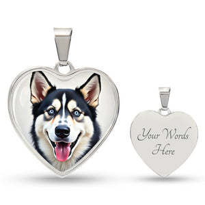 Siberian Husky - Husky Heart Dog Necklace | Blue Eyes | FREE SHIPPING!