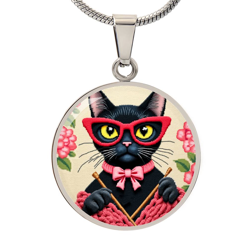 "KNITTING KITTY" PURRLFECT PENDANT/NECKLACE | CAT LOVER GIFT