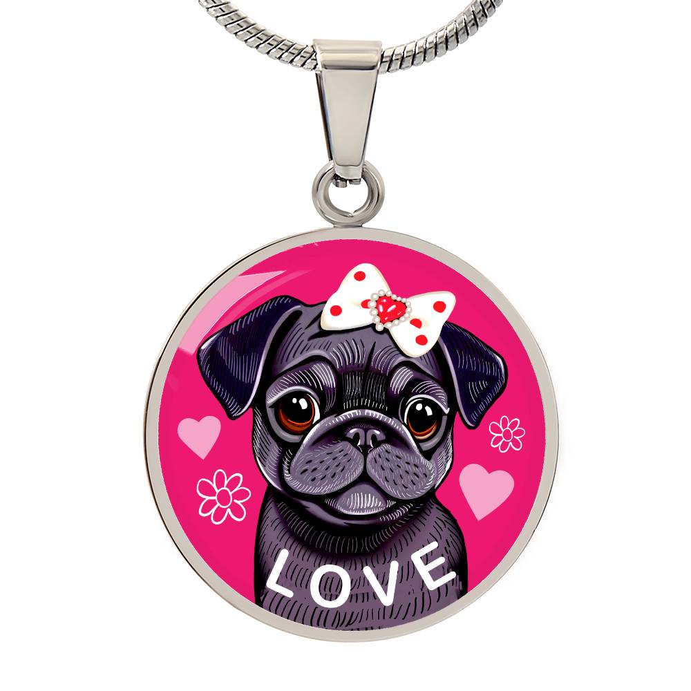 Pug Love Luxury Necklace | Black Pug | Perfect Pug Lover Gift!