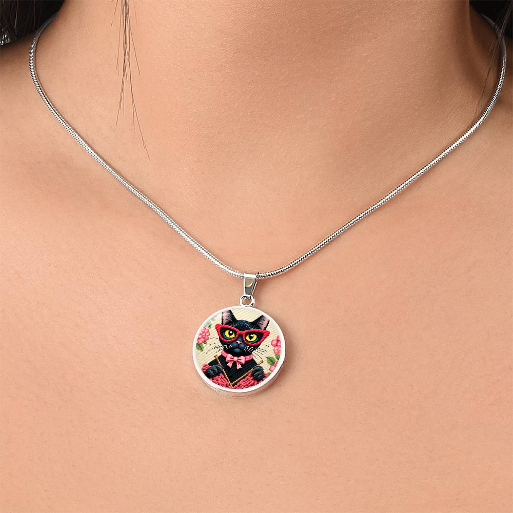 "KNITTING KITTY" PURRLFECT PENDANT/NECKLACE | CAT LOVER GIFT