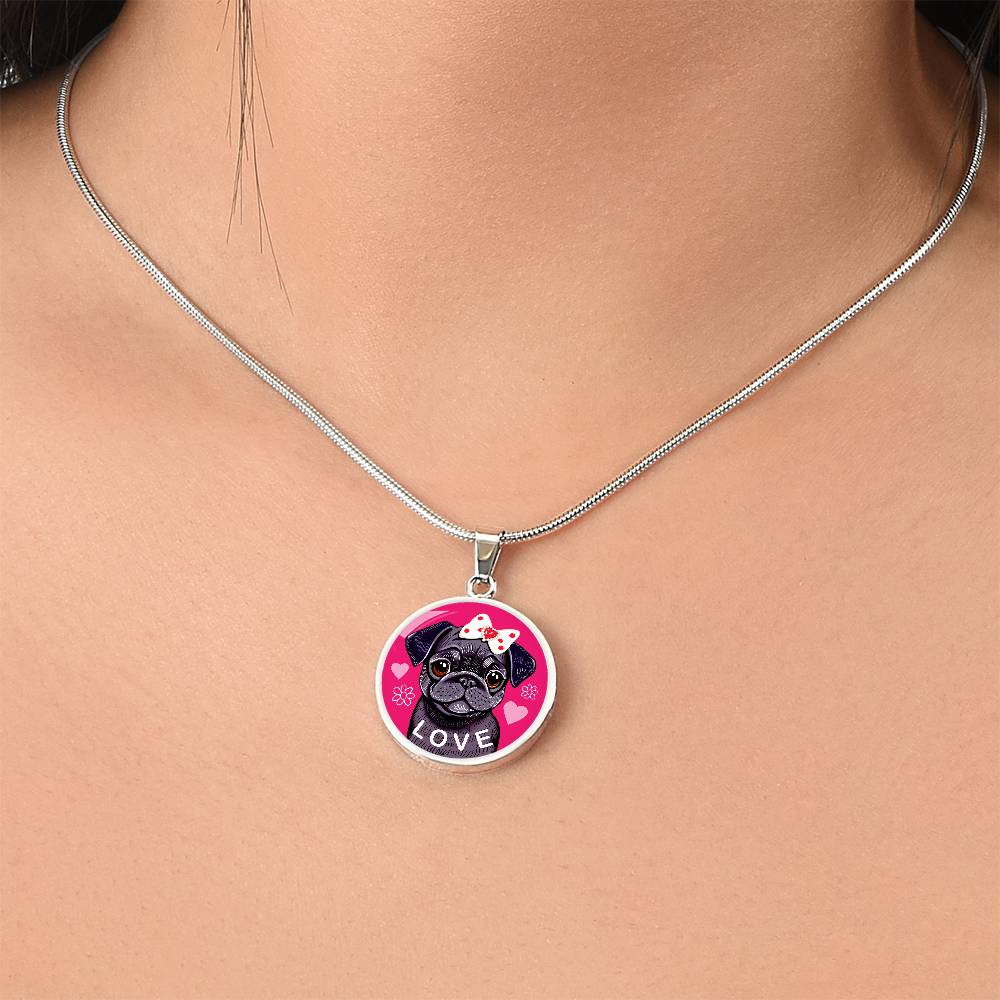 Pug Love Luxury Necklace | Black Pug | Perfect Pug Lover Gift!