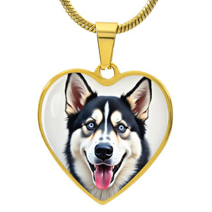 Siberian Husky - Husky Heart Dog Necklace | Blue Eyes | FREE SHIPPING!