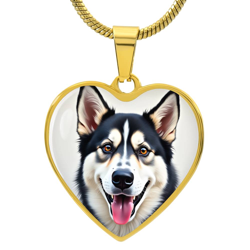 Siberian Husky "Heart Dog Husky" Necklace | Brown Eyes | FREE SHIPPING!