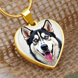 Siberian Husky - Husky Heart Dog Necklace | Blue Eyes | FREE SHIPPING!