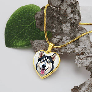 Siberian Husky - Husky Heart Dog Necklace | Blue Eyes | FREE SHIPPING!